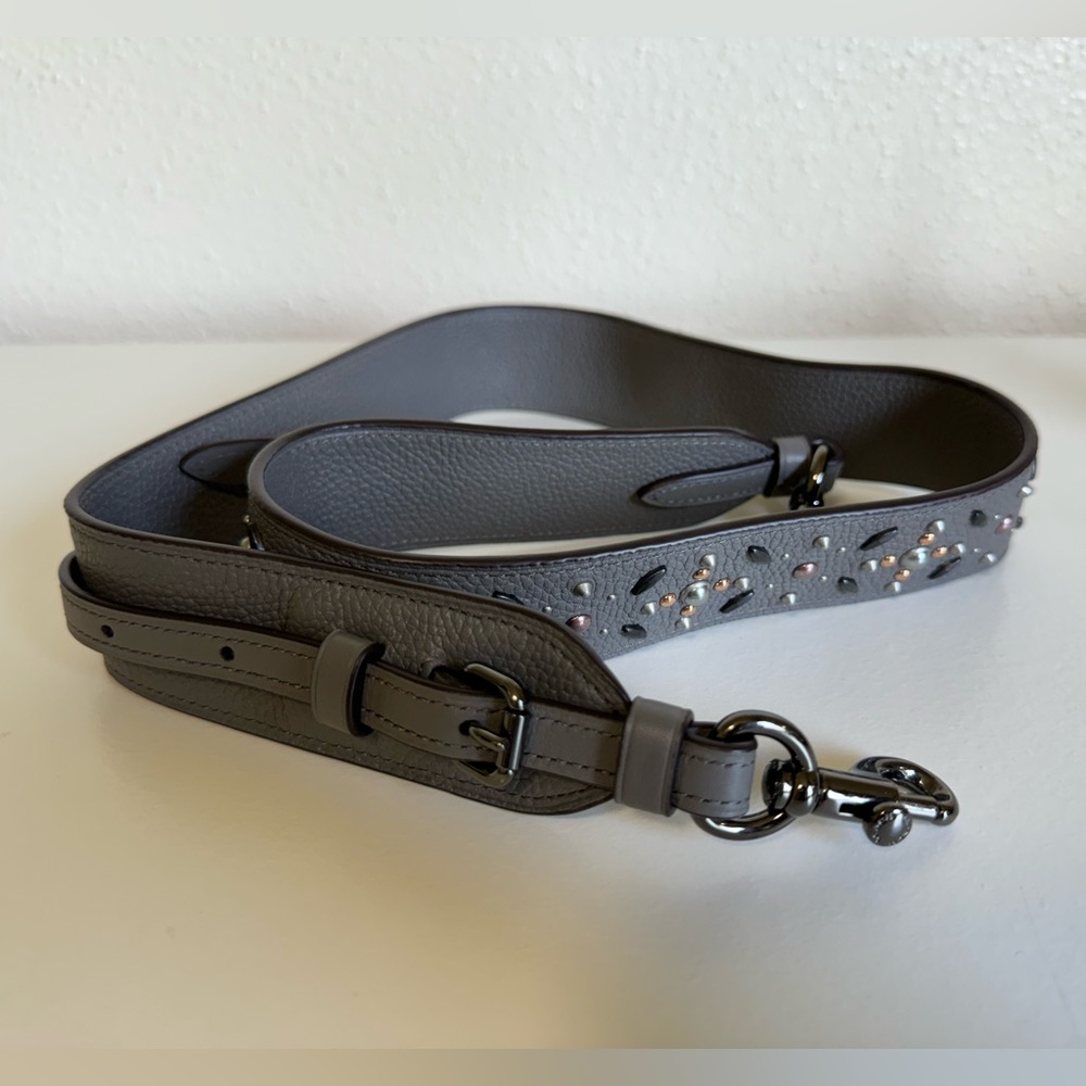 Coach Bag Strap with Prairie Rivets (Gunmetal / Grey)